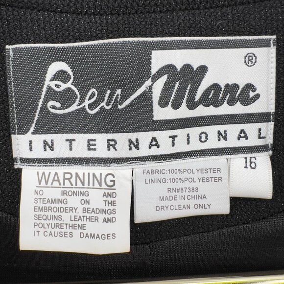 Vintage Beau Marc International Black & Gold Embellished Shimmering Blazer 16 - Picture 9 of 10